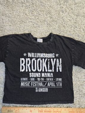 Brooklyn Graphic Black Crop Top - Vintage Festival Style
